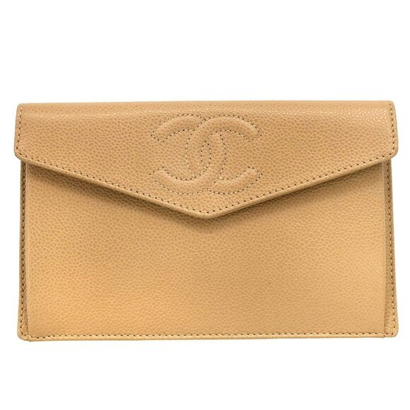 Chanel Beige Calfskin Wallet Purse - Picture 1 of 12